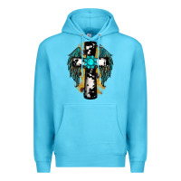Ocean Blue cross gemstone wings Premium Hoodie - RanaPortraitStore