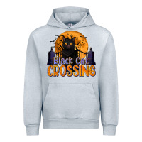 Heather Grey Black Cat Crossing Urban Hoodie - texasbilliewilder