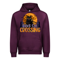 Mauve Wine Black Cat Crossing Urban Hoodie - texasbilliewilder