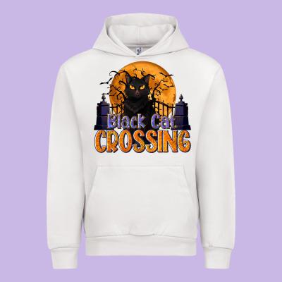 Black Cat Crossing Urban Hoodie Designed By Texasbilliewilder