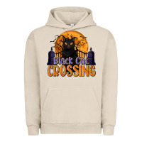 Pigment French Oak Black Cat Crossing Urban Hoodie - texasbilliewilder