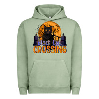 Pigment Oil Green Black Cat Crossing Urban Hoodie - texasbilliewilder