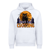 White Black Cat Crossing Urban Hoodie - texasbilliewilder