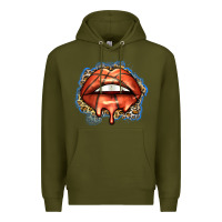 Army Green basketball lips Premium Hoodie - Zillion Design Studio