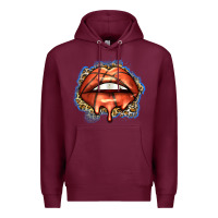Burgundy basketball lips Premium Hoodie - Zillion Design Studio