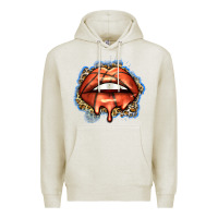 Oatmeal Heather basketball lips Premium Hoodie - Zillion Design Studio
