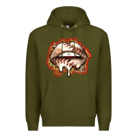 Army Green baseball lips Premium Hoodie - Zillion Design Studio