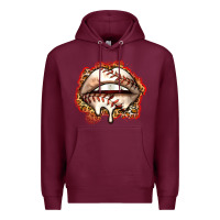 Burgundy baseball lips Premium Hoodie - Zillion Design Studio