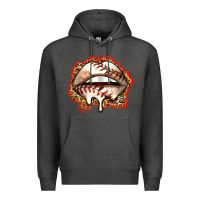 Charcoal Heather baseball lips Premium Hoodie - Zillion Design Studio