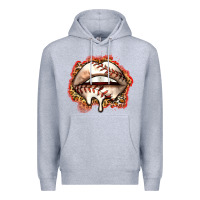 Heather Grey baseball lips Premium Hoodie - Zillion Design Studio