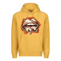Mustard baseball lips Premium Hoodie - Zillion Design Studio