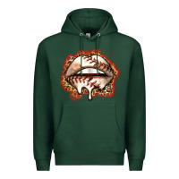 Sports Green baseball lips Premium Hoodie - Zillion Design Studio