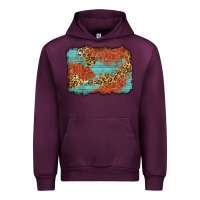 Mauve Wine western leopard tooled leather background Urban Hoodie - Zillion Design Studio