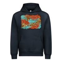 Navy western leopard tooled leather background Urban Hoodie - Zillion Design Studio