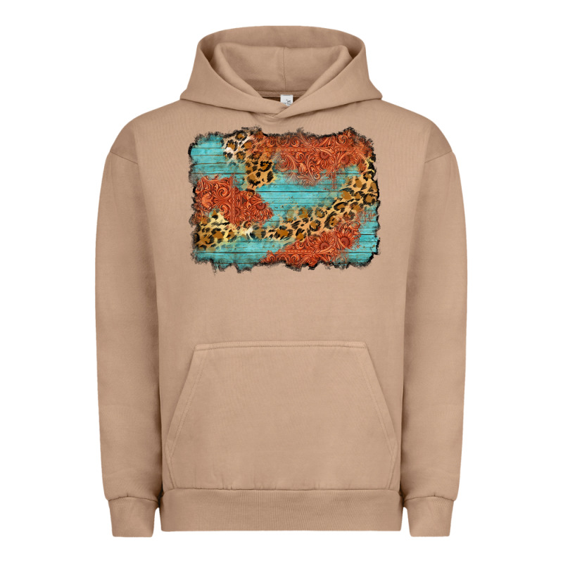 Western Leopard Tooled Leather Background Urban Hoodie by Zillion Design Studio | Teevron
