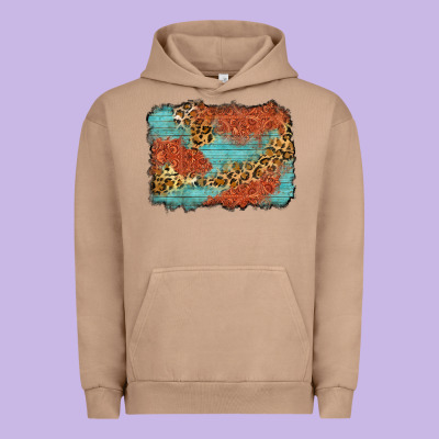 Western Leopard Tooled Leather Background Urban Hoodie Designed By Zillion Design Studio