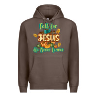 Coffee Fall for Jesus He Never Leaves Premium Hoodie - texasbilliewilder