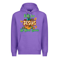 Purple Fall for Jesus He Never Leaves Premium Hoodie - texasbilliewilder