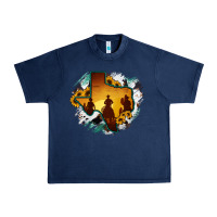 Navy Horsehide Texas Map Cowboys Flag Urban Heavy Tee - RanaPortraitStore
