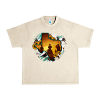 Sandshell Horsehide Texas Map Cowboys Flag Urban Heavy Tee - RanaPortraitStore