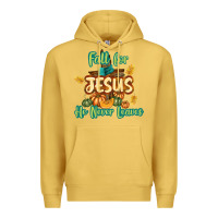 Antique Gold Fall for Jesus He Never Leaves Premium Hoodie - texasbilliewilder