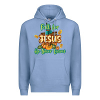 Colony Blue Fall for Jesus He Never Leaves Premium Hoodie - texasbilliewilder