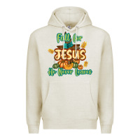 Oatmeal Heather Fall for Jesus He Never Leaves Premium Hoodie - texasbilliewilder