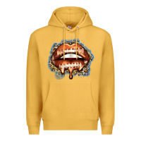 Mustard american football lips Premium Hoodie - Zillion Design Studio