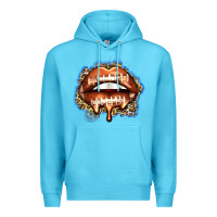 Ocean Blue american football lips Premium Hoodie - Zillion Design Studio
