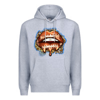 Heather Grey american football lips Premium Hoodie - Zillion Design Studio