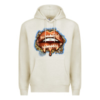 Oatmeal Heather american football lips Premium Hoodie - Zillion Design Studio