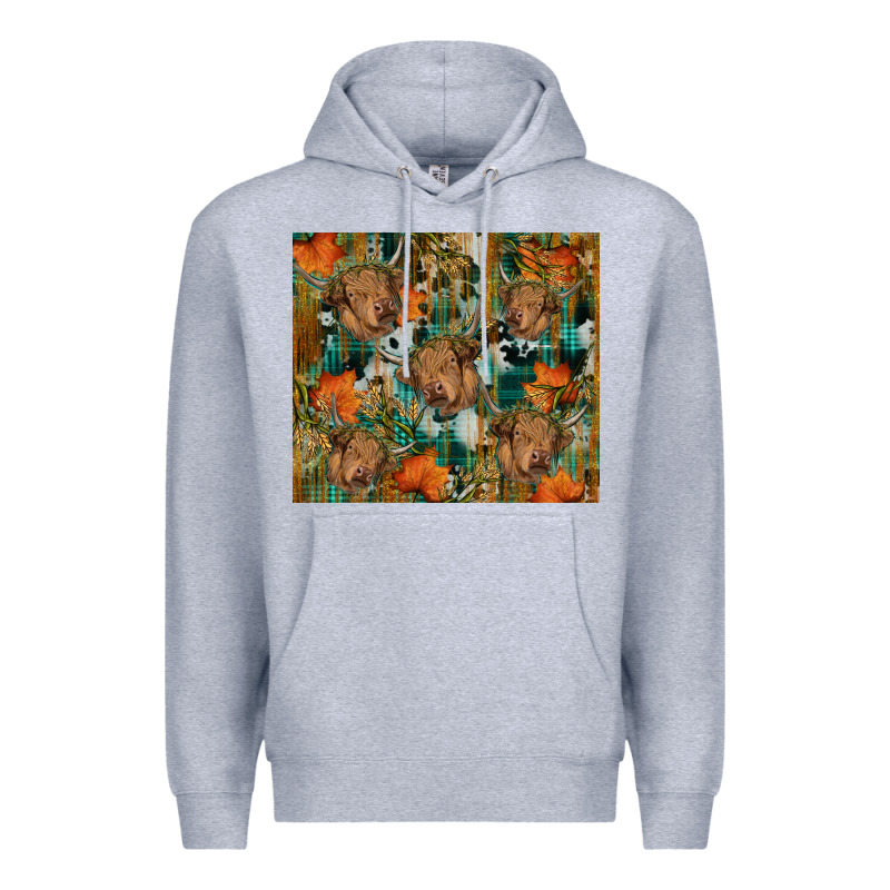 Fall Cowhide Highland Cow Tumbler Premium Hoodie by RanaPortraitStore | Teevron