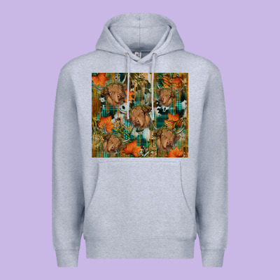 Fall Cowhide Highland Cow Tumbler Premium Hoodie Designed By Ranaportraitstore