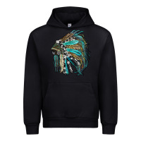 Black indian feather headdress with western  patterns Urban Hoodie - RanaPortraitStore