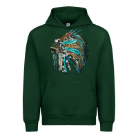 Forest Green indian feather headdress with western  patterns Urban Hoodie - RanaPortraitStore