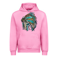 Fuchsia Pink indian feather headdress with western  patterns Urban Hoodie - RanaPortraitStore