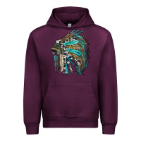 Mauve Wine indian feather headdress with western  patterns Urban Hoodie - RanaPortraitStore