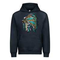Navy indian feather headdress with western  patterns Urban Hoodie - RanaPortraitStore