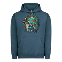 Pigment Midnight Navy indian feather headdress with western  patterns Urban Hoodie - RanaPortraitStore