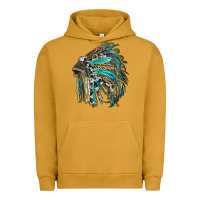 Pigment Peanut Butter indian feather headdress with western  patterns Urban Hoodie - RanaPortraitStore