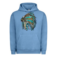 Pigment Pebble Blue indian feather headdress with western  patterns Urban Hoodie - RanaPortraitStore