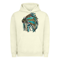 Pigment Pistachio indian feather headdress with western  patterns Urban Hoodie - RanaPortraitStore