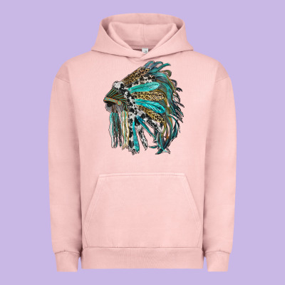 Indian Feather Headdress With Western  Patterns Urban Hoodie Designed By Ranaportraitstore