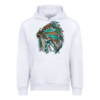 White indian feather headdress with western  patterns Urban Hoodie - RanaPortraitStore