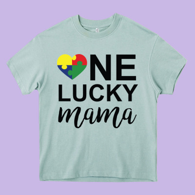 One Lucky Mama Heavy Core Tee Designed By Cowhidedigitalart