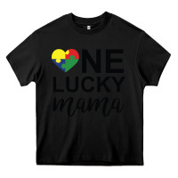 Black one lucky mama Heavy Core Tee - CowhideDigitalArt
