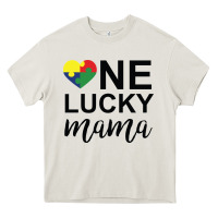 Cream one lucky mama Heavy Core Tee - CowhideDigitalArt