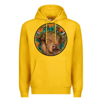 Lemon fall highland cow round Premium Hoodie - RanaPortraitStore