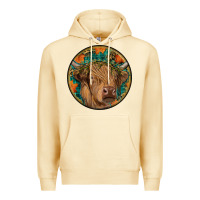Pina Colada fall highland cow round Premium Hoodie - RanaPortraitStore
