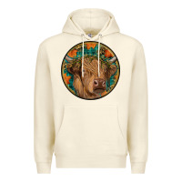 Sandshell fall highland cow round Premium Hoodie - RanaPortraitStore
